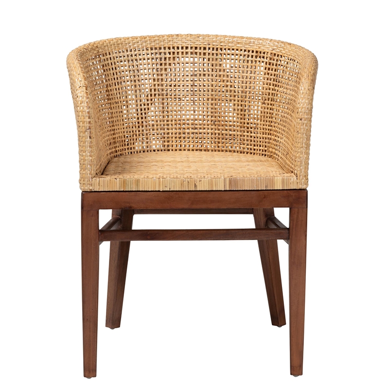 bali & pari Papua Natural Rattan and Walnut Brown Acacia Wood Dining Chair