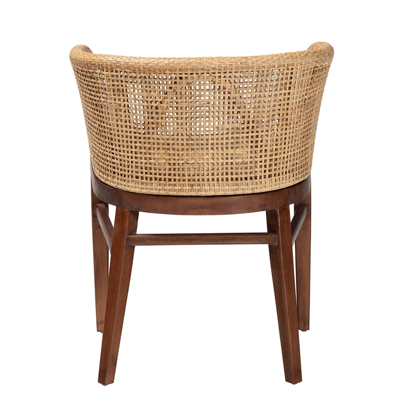 bali & pari Papua Natural Rattan and Walnut Brown Acacia Wood Dining Chair