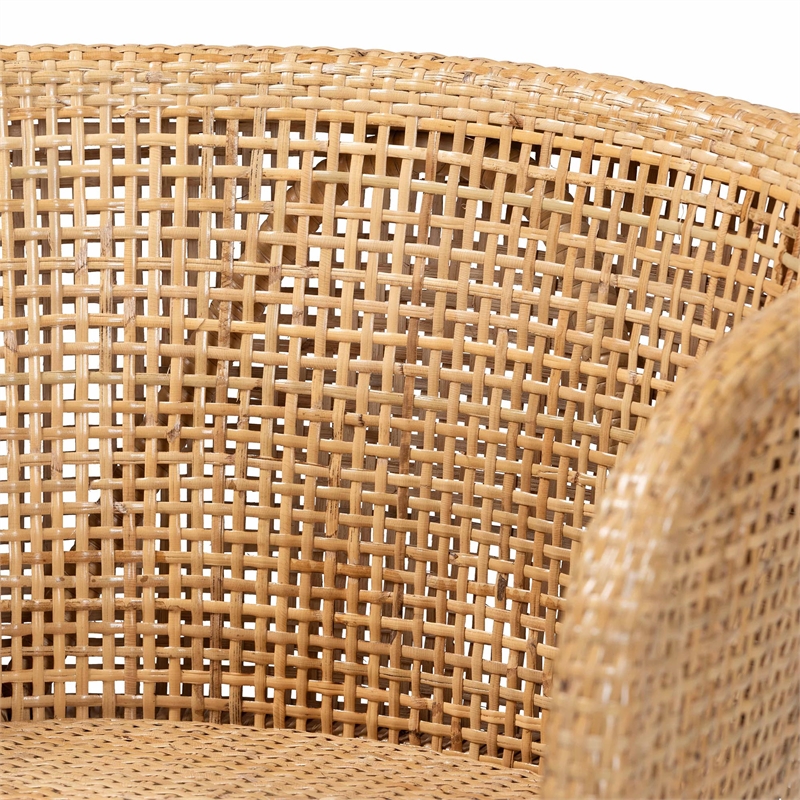 bali & pari Papua Natural Rattan and Walnut Brown Acacia Wood Dining Chair