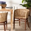 bali & pari Papua Natural Rattan and Walnut Brown Acacia Wood Dining Chair