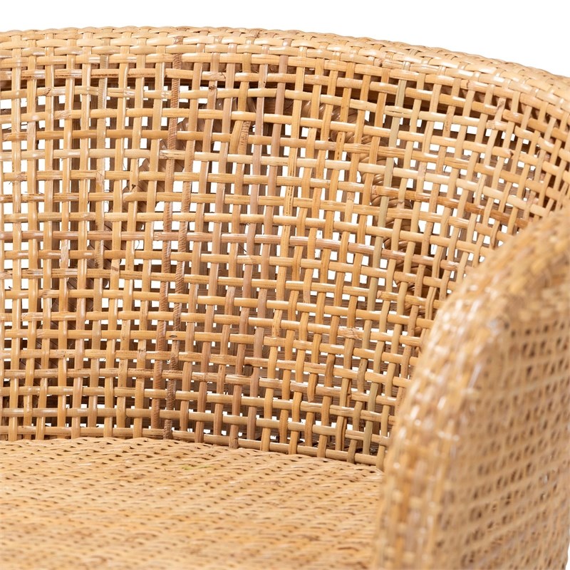bali & pari Papua Natural Rattan and Walnut Brown Acacia Wood Counter Stool