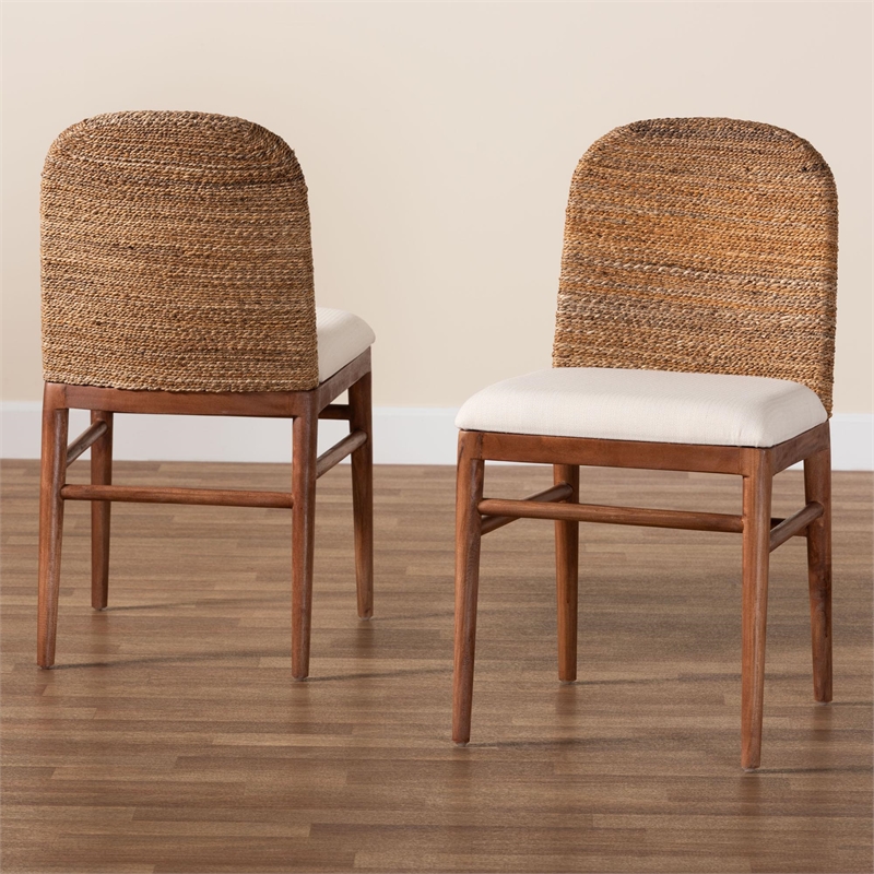 bali & pari Nadim Natural Seagrass and Acacia Wood 2-Piece Dining Chair Set