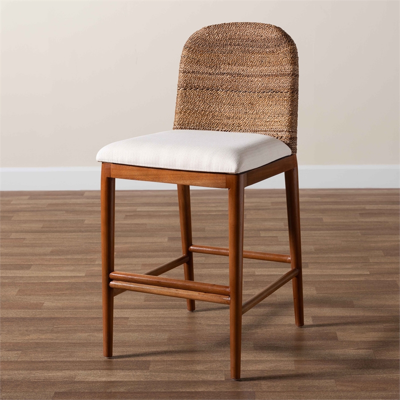 bali & pari Nadim Natural Seagrass and Acacia Wood Counter Stool