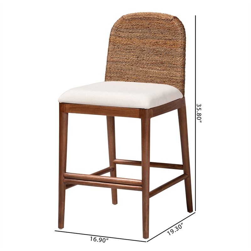 bali & pari Nadim Natural Seagrass and Acacia Wood Counter Stool