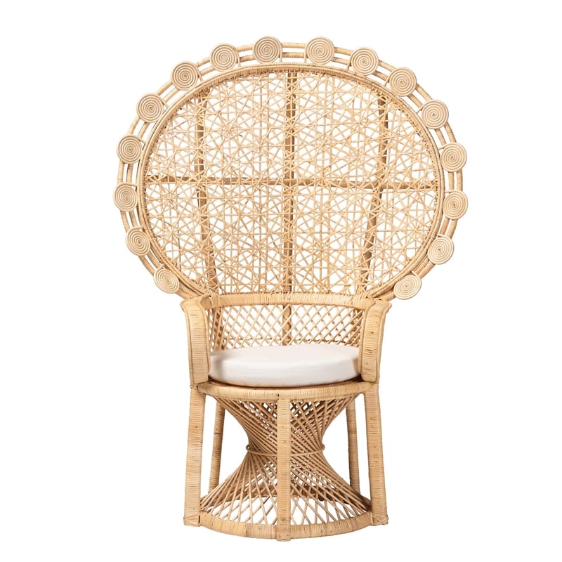 bali & pari Hecate Modern Bohemian Natural Brown Rattan Peacock Chair
