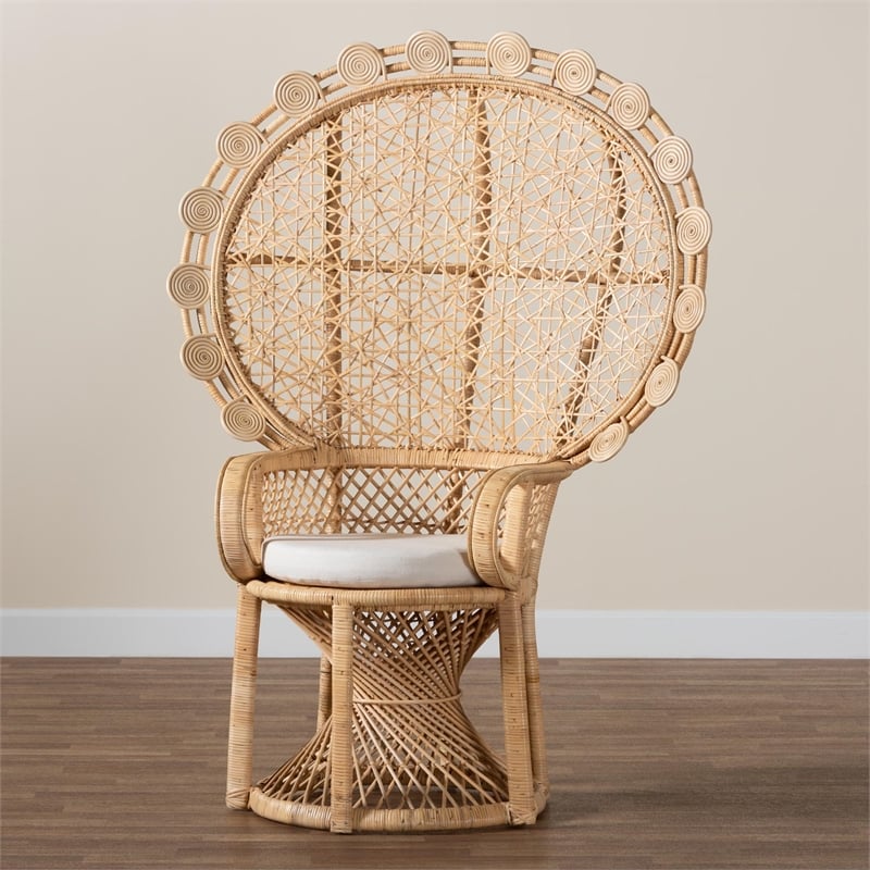 bali & pari Hecate Modern Bohemian Natural Brown Rattan Peacock Chair