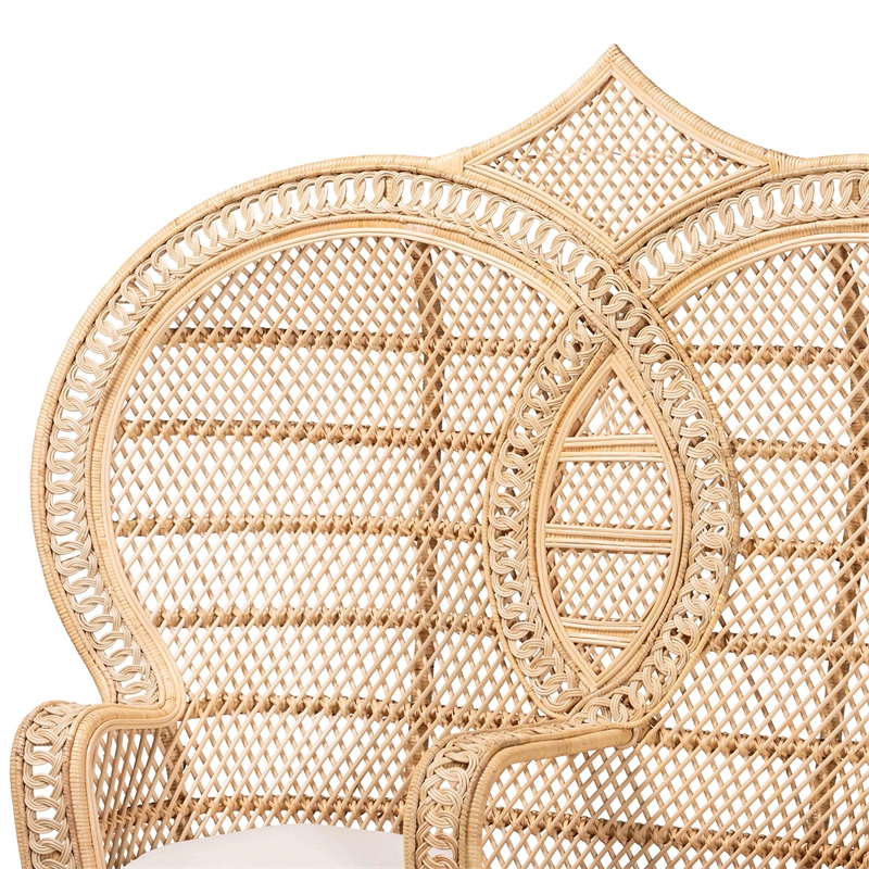 bali & pari Nerita Bohemian Natural Brown Rattan Two-Seater Peacock Chair