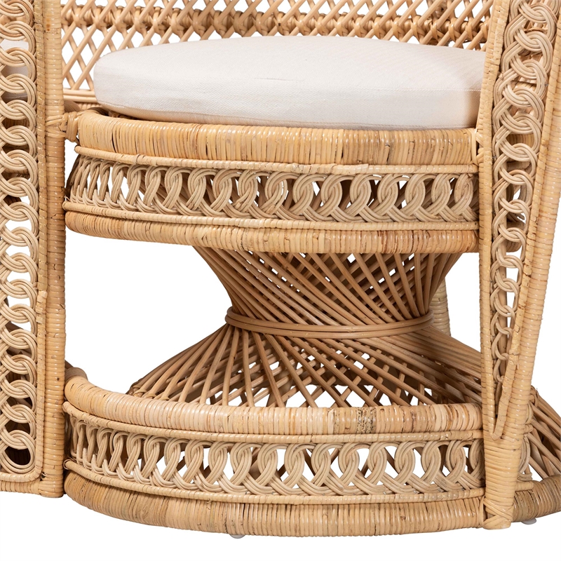 bali & pari Nerita Bohemian Natural Brown Rattan Two-Seater Peacock Chair