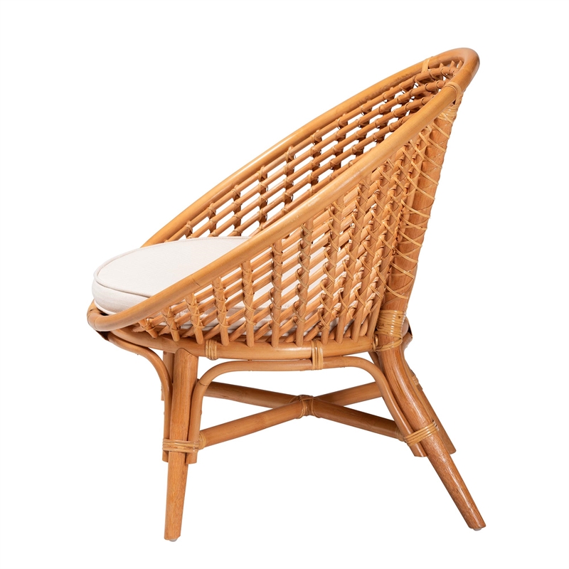 bali & pari Aerin Modern Bohemian Natural Rattan Accent Chair