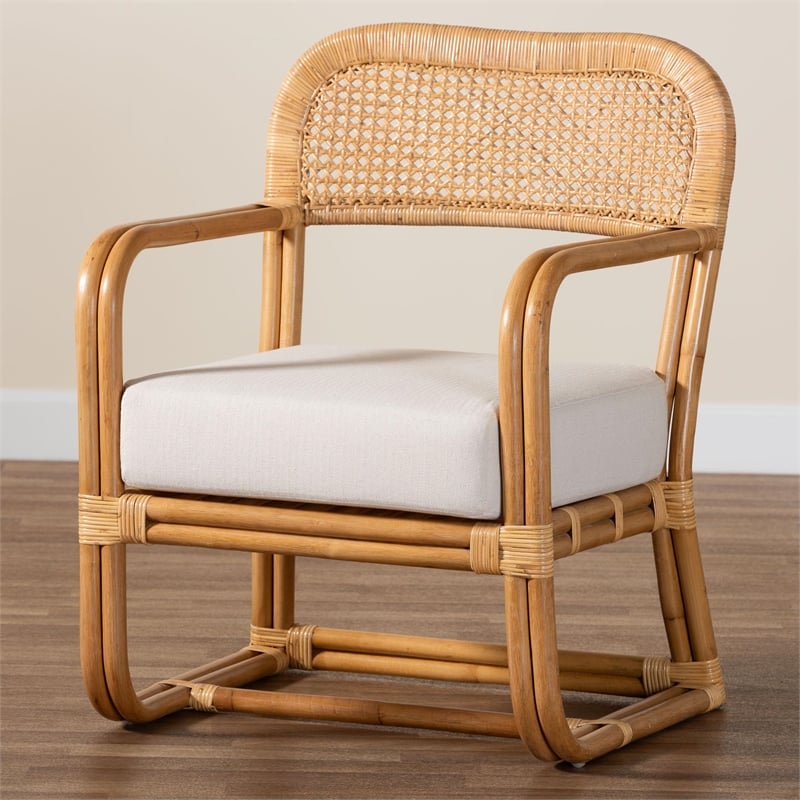 bali & pari Ailith Modern Bohemian Light Honey Rattan Arm Chair