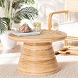 bali & pari Bella Bohemian Natural Rattan and Mahogany Wood Coffee Table