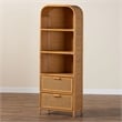 bali & pari Curacao Modern Bohemian Light Honey Rattan 2-Drawer Bookcase