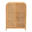bali & pari Curacao Modern Bohemian Light Honey Rattan 2-Door Storage Cabinet