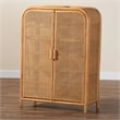 bali & pari Curacao Modern Bohemian Light Honey Rattan 2-Door Storage Cabinet