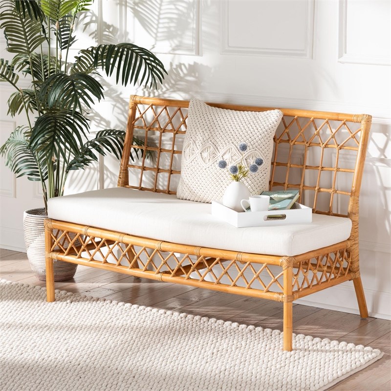 bali & pari Capella Modern Bohemian Honey Rattan Dining Bench