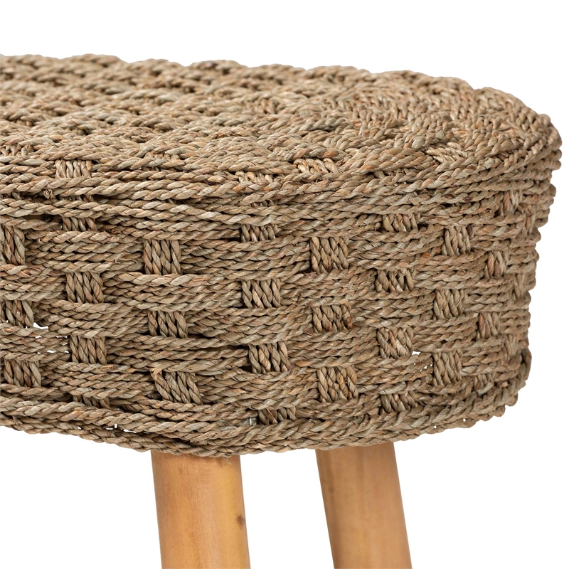 bali & pari Denver Bohemian Natural Seagrass and Acacia Wood Accent Bench