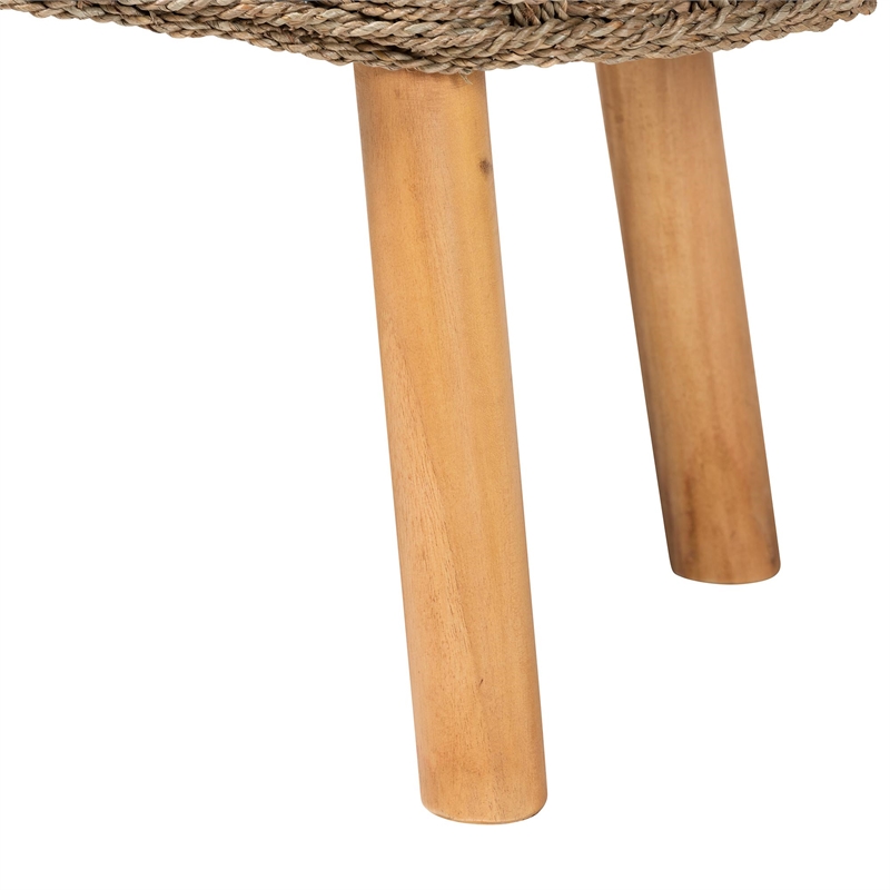 bali & pari Denver Bohemian Natural Seagrass and Acacia Wood Accent Bench