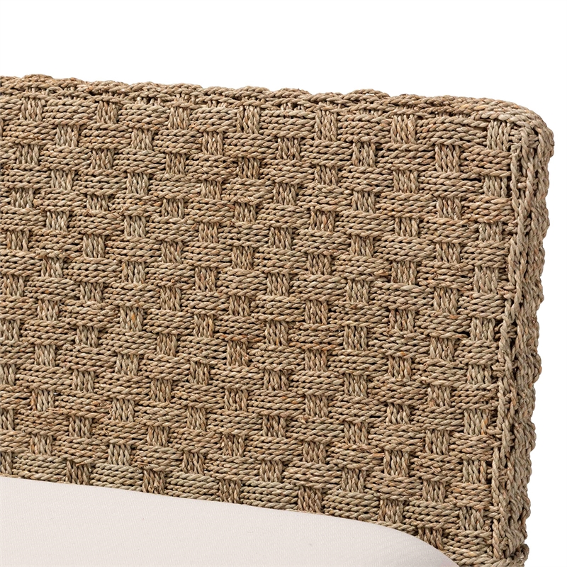 bali & pari Denver Seagrass and Acacia Wood 2-Piece Dining Nook Banquette Set