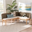 bali & pari Denver Seagrass and Acacia Wood 2-Piece Dining Nook Banquette Set