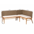 bali & pari Denver Seagrass and Acacia Wood 2-Piece Dining Nook Banquette Set