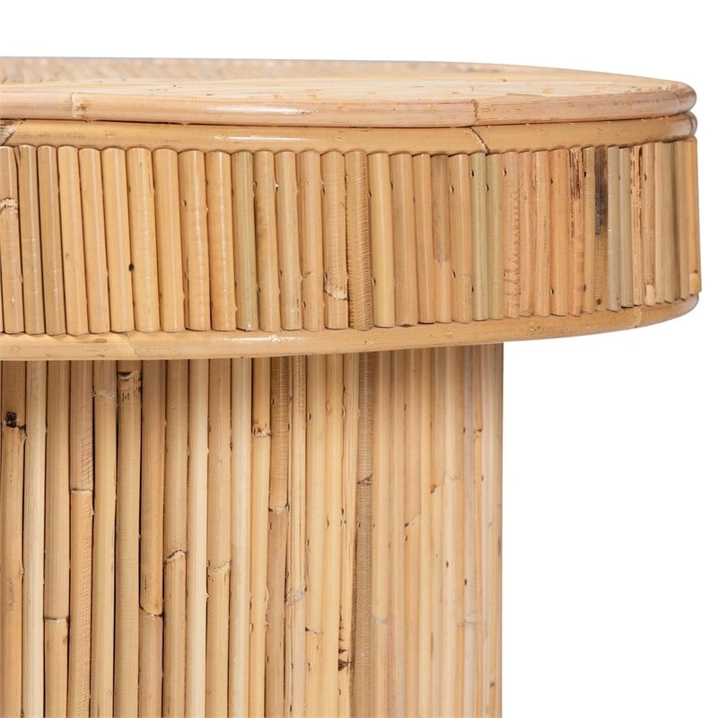 bali & pari Iryna Modern Bohemian Natural Rattan Console Table