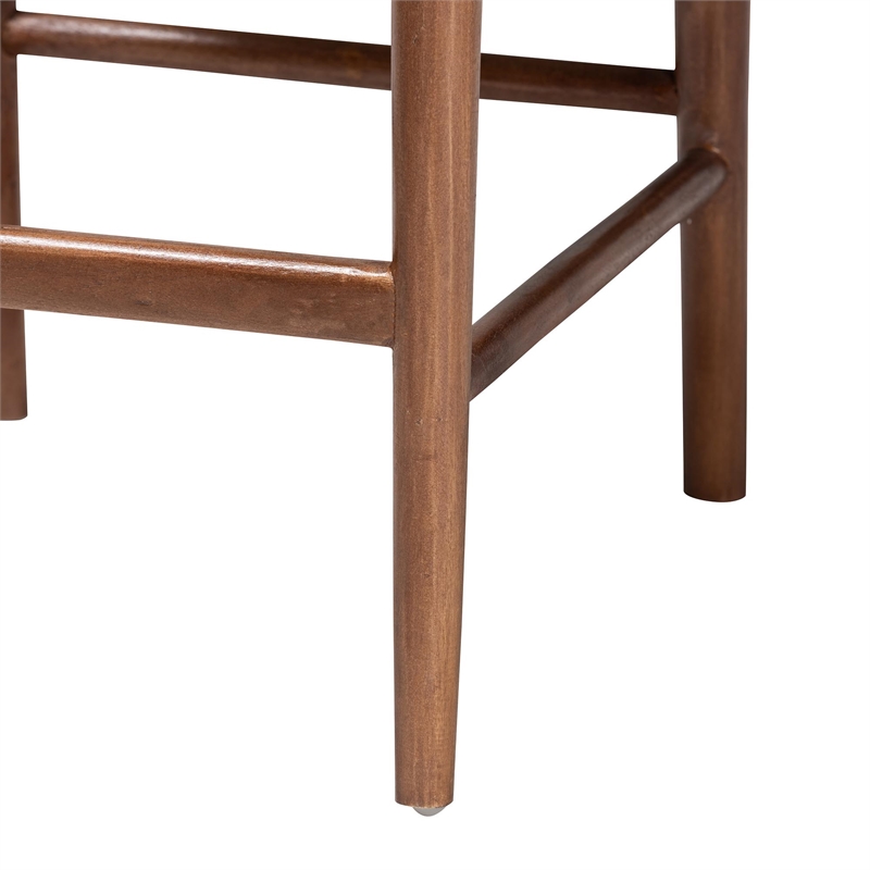 bali & pari Maryland Bohemian Natural Rattan and Acacia Wood Counter Stool
