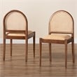 bali & pari Maryland Natural Rattan and Acacia Wood 2-Piece Dining Chair Set