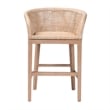 bali & pari Papua Antique White Washed Rattan and Mahogany Wood Counter Stool