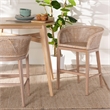 bali & pari Papua Antique White Washed Rattan and Mahogany Wood Counter Stool