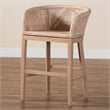 bali & pari Papua Antique White Washed Rattan and Mahogany Wood Counter Stool