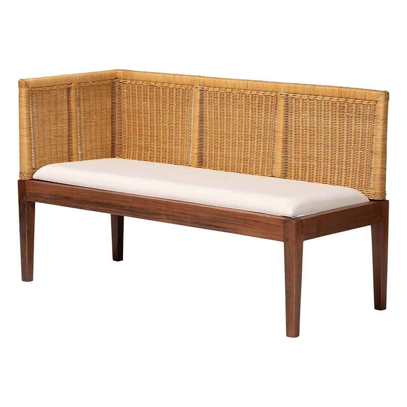 bali & pari Tabanan Brown Rattan and Brown Acacia Wood 3-Piece Dining Nook set