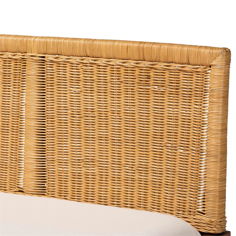 bali & pari Tabanan Brown Rattan and Brown Acacia Wood 3-Piece Dining Nook set