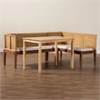 bali & pari Tabanan Brown Rattan and Brown Acacia Wood 3-Piece Dining Nook set
