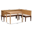 bali & pari Tabanan Brown Rattan and Brown Acacia Wood 3-Piece Dining Nook set