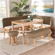 bali & pari Denver Natural Seagrass and Acacia Wood 5-Piece Dining Nook Set