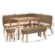 bali & pari Denver Natural Seagrass and Acacia Wood 5-Piece Dining Nook Set
