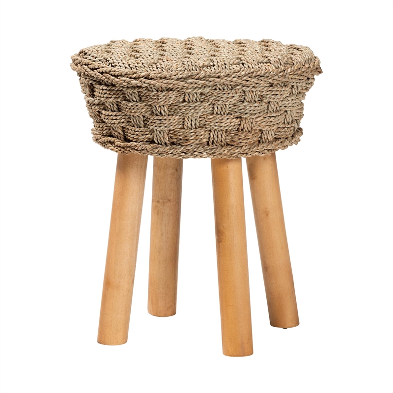 bali & pari Denver Natural Seagrass and Acacia Wood 5-Piece Dining Nook Set