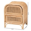 bali & pari Adrika Bohemian Natural Rattan 2-Drawer Nightstand