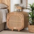 bali & pari Keita Bohemian Natural Rattan and Mahogany Wood Nightstand