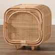 bali & pari Keita Bohemian Natural Rattan and Mahogany Wood Nightstand