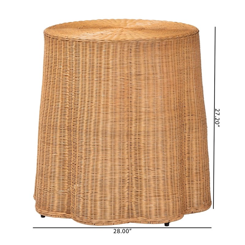 bali & pari Palm Bohemian Honey Scallop Rattan Console Table