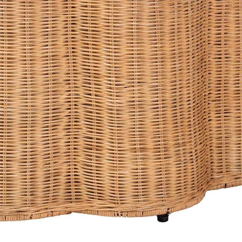 bali & pari Palm Bohemian Honey Scallop Rattan Console Table