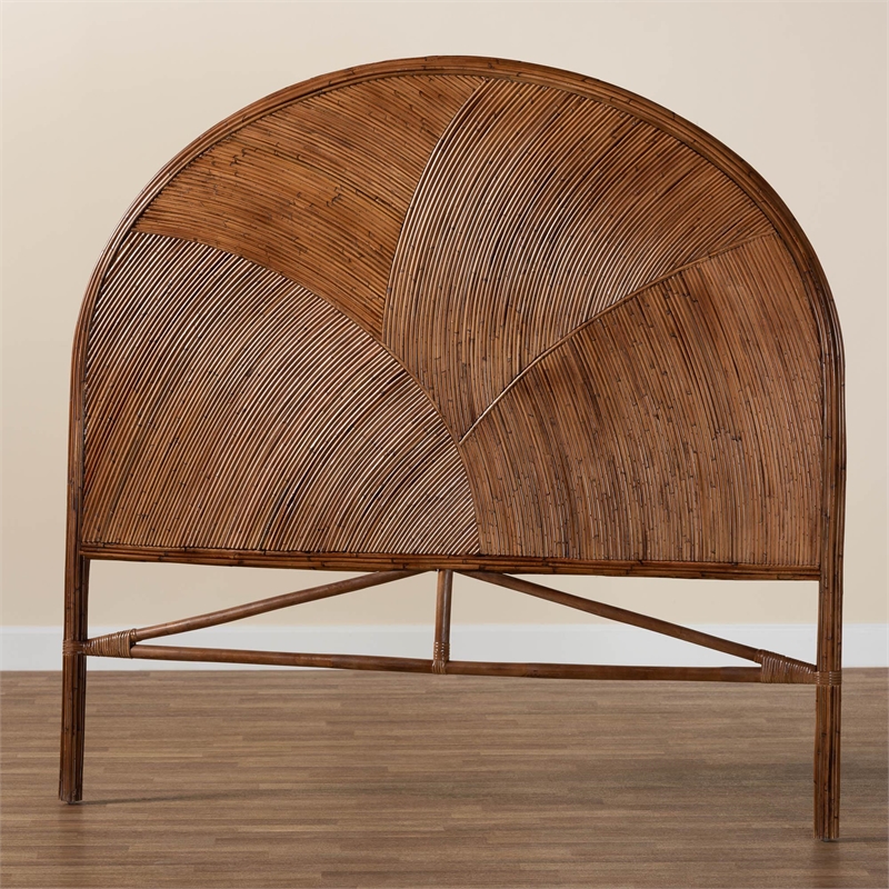 bali & pari Seana Bohemian Dark Brown Rattan King Size Standalone Headboard