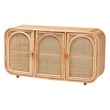 bali & pari Evania Bohemian Natural Rattan 3-Door Storage Cabinet