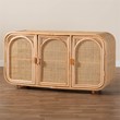 bali & pari Evania Bohemian Natural Rattan 3-Door Storage Cabinet