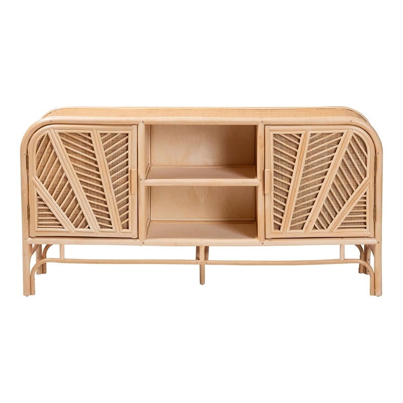 bali & pari Carabella Bohemian Natural Rattan 2-Door Storage Cabinet
