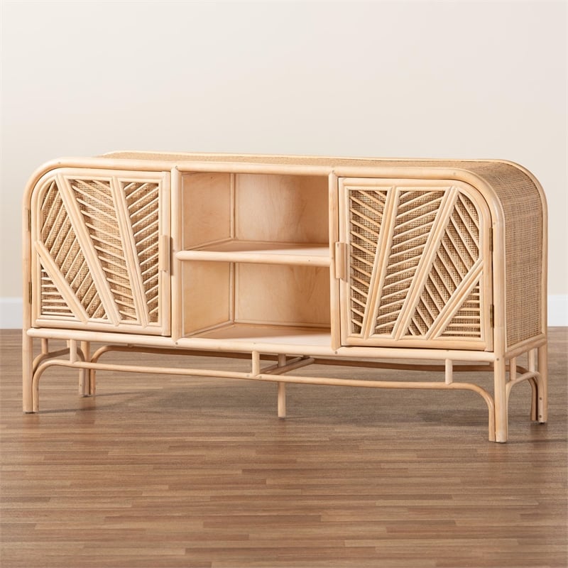 bali & pari Carabella Bohemian Natural Rattan 2-Door Storage Cabinet