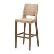 bali & pari Magy Modern Bohemian Gray Kubu Rattan and Mahogany Wood Bar Stool
