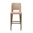 bali & pari Magy Modern Bohemian Gray Kubu Rattan and Mahogany Wood Bar Stool