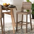 bali & pari Magy Modern Bohemian Gray Kubu Rattan and Mahogany Wood Bar Stool